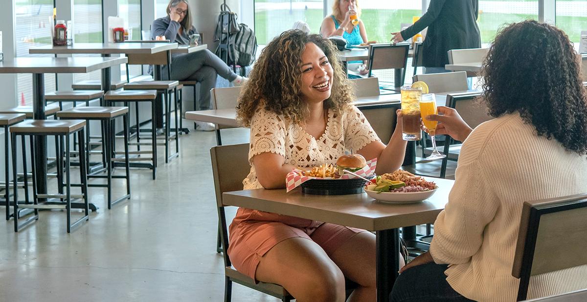 two women dining